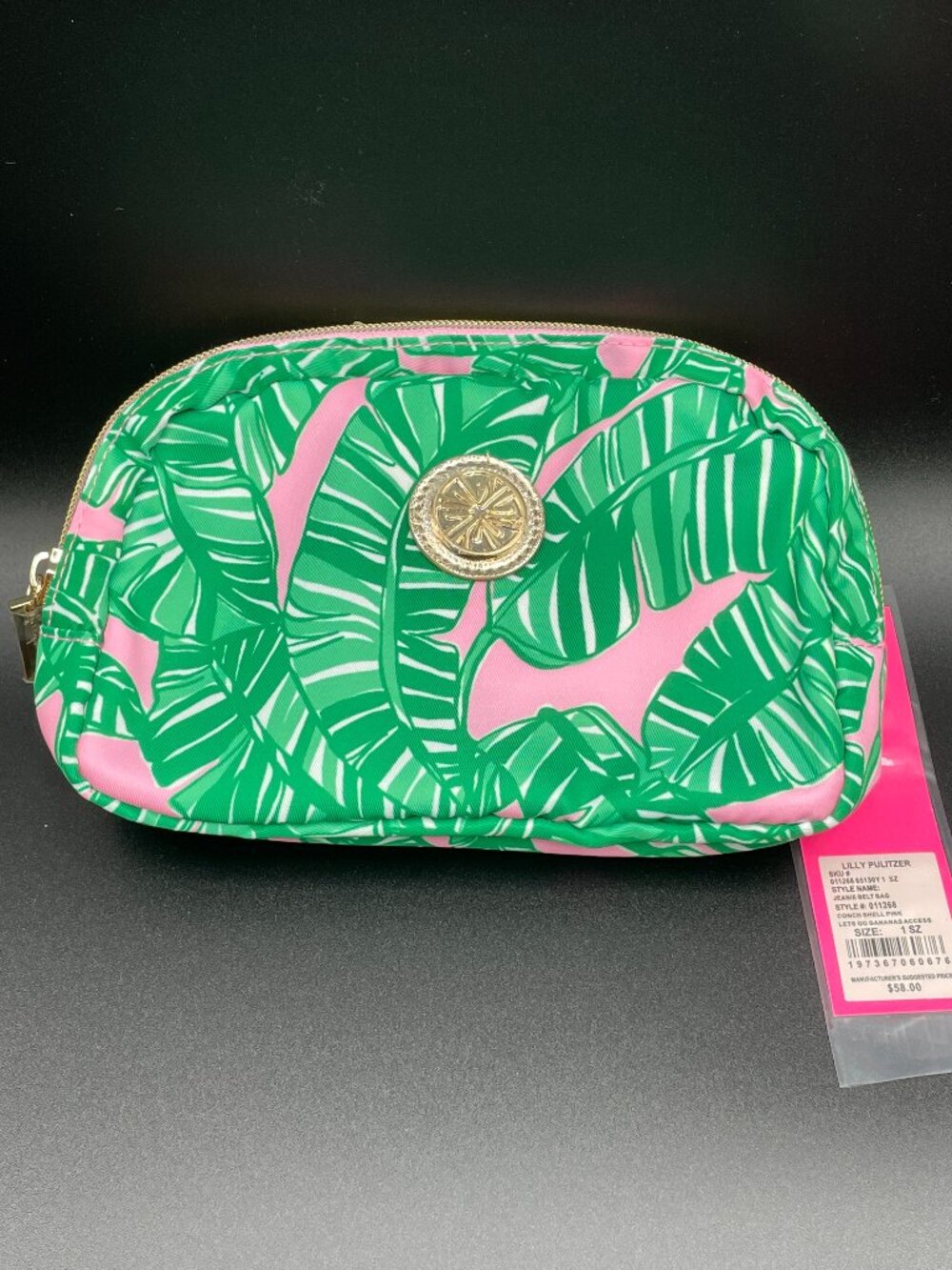 NWT Lilly Pulitzer Jeanie Belt Bag Conch Shell Pink Let's Go Bananas